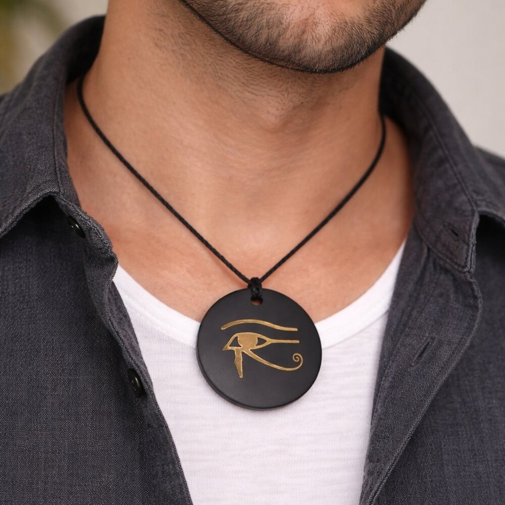 Eye of Horus Shungite Healing Mineral Pendant